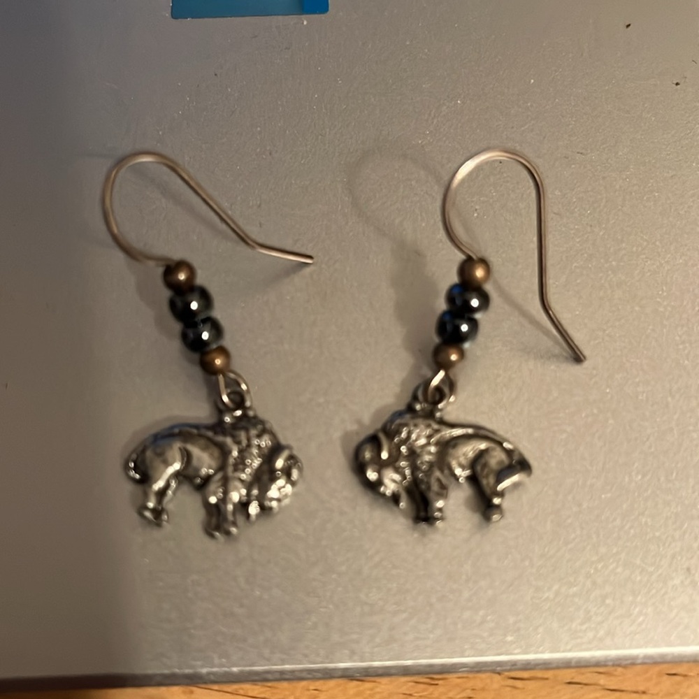Buffalo dangle earrings, pierced